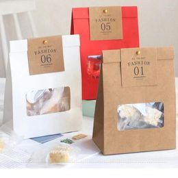 Gift Wrap 10pcs Packaging Bags With Transparent Window Package Gifts Candy Cake For Wedding Birthday Party Kraft Paper Baking Takeaway Bag