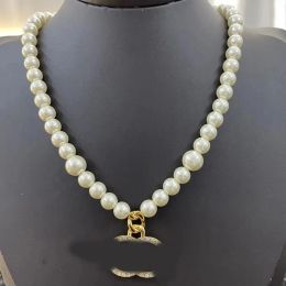 Designer Damen Perlenkette Choker Anhänger Kette Kristall 18K vergoldetes Messing Kupfer Halskette Statement Schmuck Zubehör