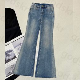 Fashion Fringe Flared Jeans Women High Waisted Skinny Denim Pants Letter Drill Sexy Soft Denim Trousers