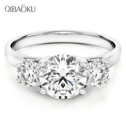 Rings 3 Stone 1ct Round Moissanite Engagement Ring 925 Sterling Silver Rings for Women Anniversary Wedding Rings Silver 925 Jewelry