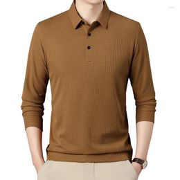 Men's Polos Clothing Spring Polo T Shirt Smart Casual Solid Color Shirts Long Sleeve Male Korean Top Tees Quality Blouse