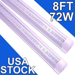 25 Pack LED T8 Shop Light 8FT 72W 6500K Daylight White Linkable LED Integrated Tube Lights with Clear Cover, LED Bar Lights for Garages,Workshop,Workbenchs usastock