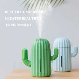 Humidifiers Air Humidifier Home Office Mini Air Diffuser Cactus Design USB Powered 340ml LED Humidifier USB Version YQ240122