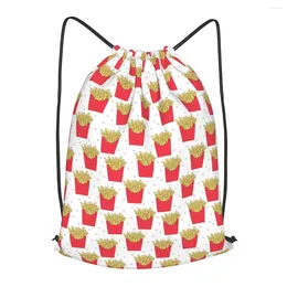 Shopping Bags French Fries Drawstring Backpack Men Gym Workout Fitness Sports Bag Bundled Yoga For Women