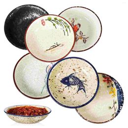 Dinnerware Sets 6 Pcs 4 Inch Ceramic Sauce Dish 6pcs Small Bowls Porcelain Serving Dip Saucer Sea Urchin Sweet