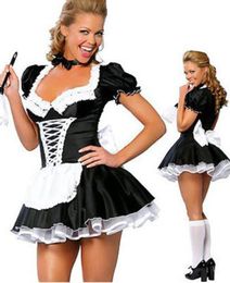 ML5034 High Quality Sexy Adult Woman 2PC Late Night French Maid Servant Costume French Maid Costume Y181105048652989