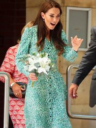 Kate Middleton Princess High Quality Autumn Party Fashion New Female Sunscreen Printed Holiday Elegant Long Sleevedmidi Dresses