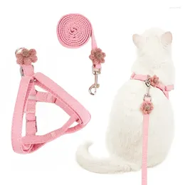 Dog Collars Cute Cat Harness And Leash Set Bowknot Adjustable Puppy Lead Nylon Kitty Walking Traction Rope Pet Accessories