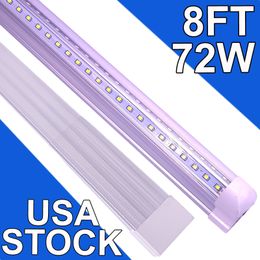LED T8 Integrated Fixture 8FT 72W Linkable LED Shop Light, LED Ceiling Light and Under Cabinet Light, for Cooler, Garage, Warehouses, Clear Covers 25 Pack usastock