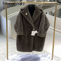 Top Maxmaras Teddy Bear Coat Womens Cashmere Coats 2024 New Winter m Home Same Military Green Womens Fur Particle Camel Fleece Medium Long