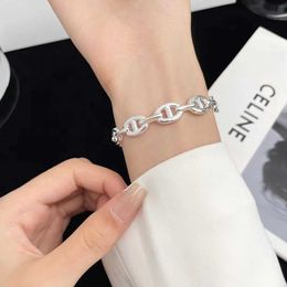 Designer H Home Bracelet Fashionable Pig Nose Women's Pure Silver High end Versatile Light Luxury Style Men's and Couple Opening