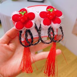 Red Children's Clip Bow Accessory Ancient New Year Head wear Chinese Style Girl Hair Clip