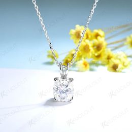 Sets Kuololit 2CT Cushion Moissanite Necklaces for Women 925 Sliver Sterling Heart Pear Asscher Pendant with Chain for Christmas Gift