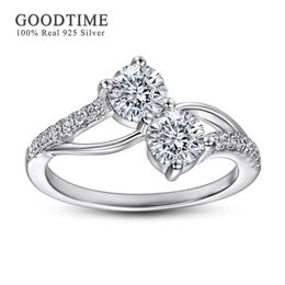 Rings Luxury Egagement Ring Pure 100% 925 Sterling Silver Ring Round Cubic Zircon Anniversary Jewellery Band For Woman Girl