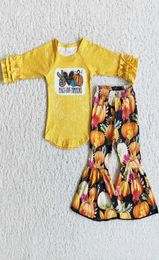 Fashion Kids Clothing Fall Sets Halloween Toddler Baby Girls Designer Clothes Pumpkin Boutique Children Outfits Whole Long Sle5323014