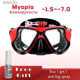 Diving Masks Myopia Diving mask with gopro mount Nearsighted Lenses googles silicone glasses Short-sighted reading glasses Resin plasticL240122