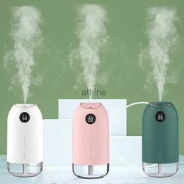 Humidifiers Portable Mini Humidifier 500ml Small Cool Mist Humidifier for Baby Bedroom Travel Double Nozzle Super Quiet N0PF YQ240122