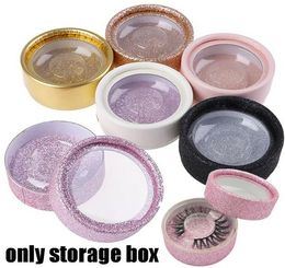 Round Eyelashes Case Lashes Storage Box Empty Reusable Lashes Packaging Box Trays Eye Lash Tray Clear Box3082778