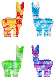 Christmas Gift llama Alpaca shape toys push bubble per Tie dye finger puzzle Silicone squeezy cartoon stress relief game Children Kids Birthday toy9193261