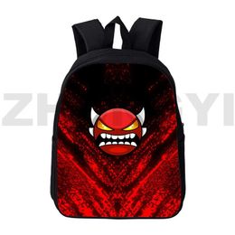 Bags 3D Printed Angry Geometry Dash Backpacks Funny Game School Backpack 12/16 Inch High Quality Canvas Travel Bag Student Book Bag