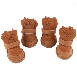 Dog Apparel Warm Fleece Shoes Winter Suede Adjustable Anti-slip Pet Booties For Small Medium Large Dos Comfortable Cat Boots