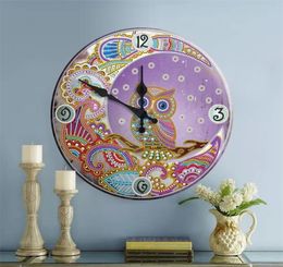 New Products 5D Tin Diamond Painting Clock Owl Diamond Embroidery Picture Of Rhinestone Home Wall Decor Painting With Diamonds 2011695842