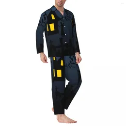 Men's Sleepwear Pajamas Men Halloween Bats Night Haunted House 2 Pieces Casual Set Long Sleeve Kawaii Oversized Home Suit