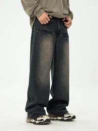 Men's Pants Damaged Hem Design On The Ankle Denim Jeans For Men Summer 2024 Style With Rivet Front Pockets Water Absorbing