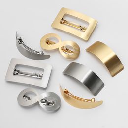 European/American Style Metal Gold Woman Girl Hair Styling Hair Clip Barrettes Lazy Wind Geometry Hair clip Accessories hollow metal brushed women