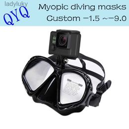 Diving Masks QYQ Professional Underwater Mask Camera Holder For Gopro Optical Myopia Diving Masks Short Sighted Nearsightedness -1.5 to -9.0L240122