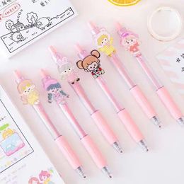 6pcs/Set Cute Pink Girl's Easy To Rub Meutral Pen Small Fresh Gel Kawaii Quick Drying Cap Neutral Journal Supplies