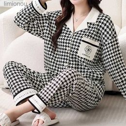 Women's Sleep Lounge Camellia Flower Winter New Chic Womens Pajamas Set Elegant Lady Turn-down Collar Sleepwear Faux Cotton Woman Casual HomesuitsL240122