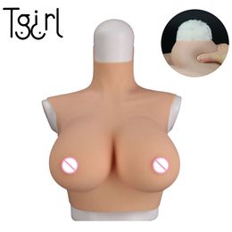 Costume Accessories 6TH Cotton Filler Realistic Silicone Breast Forms Fake Boobs Enhancer Transgender Queen Crossdresser Breastplates