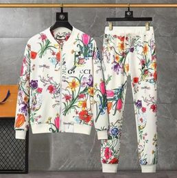 Оригинальный роскошный высококачественный бренд с цветочным принтом, модная спортивная повседневная куртка, брюки, костюм
