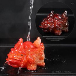 Tea Pets Colour Changing Brings Wealth Resin Water Sprinkling Pixiu Creative Set Accessories Boutique Small Ornaments 1Pc