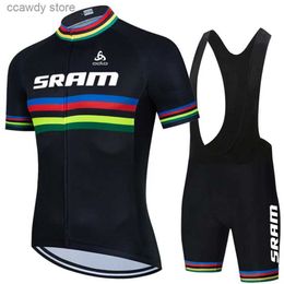 Men's Tracksuits Cycling Jersey Sets SRAM Team Set Man Summer MTB Race Clothing Short Sleeve Ropa Ciclismo Outdoor Riding Bike UniformH24122