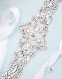 Wedding Sashes S245 Rhinestone Bridal Waist Belt Satin Ribbon Trim Applique Dresses Accessories Gown Decor In Stock Sash7714274