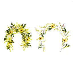 Decorative Flowers Easter Flower Vine Garland Spring Wreath Flexible Rustic Ornament Day Supplies For Home Fireplace Table Accessory