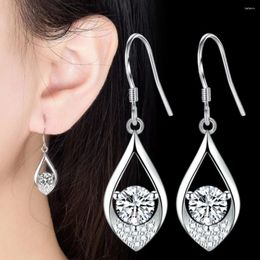 Dangle Earrings 925 Silver Needle Trendy Women's Fashion Jewelry High Quality Cubic Zirconia Hooked Heart Love Long