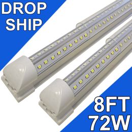 8FT LED Shop Light, 72W 7200LM 6500K, Clear Cover Linkable LED Tube Lights, V Shape Integrated T8 LED Lighting, LED Ceiling Lights for Garages Workshops usastock