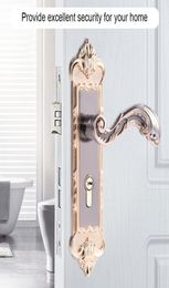 European Style Retro Door Handle Lock Aluminium Alloy Vintage Interior Bedroom lock Antitheft Home Room Safety Door Locks T2001113020846