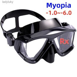 Diving Masks Optical Myopia Snorkel Diving Mask Swimming Goggles Nearsighted Short Sighted Gear Panoramic Wide View Adult Youth -1.0To-6.0L240122