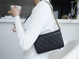 10A Mirror Quality Designer Wallet On Chain Mini 19cm Flap Quilted Black Purse Womens Real Leather Caviar Lambskin Handbag Shoulder Box Bag