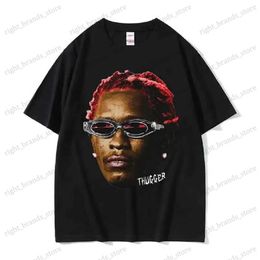 Men's T-Shirts Hip Hop T-shirt Rapper Young Thug Thugger Red Rare Retro Graphic T Shirt Men Women Plus Size Streetwear Summer Cotton Tops T240122