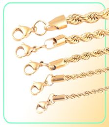 High Quality Gold Plated Rope Chain Stainless Steel Necklace For Women Men Golden Fashion ed Rope Chains Jewelry Gift 2 3 4 52818846