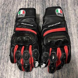 Aagv Gloves High End Summer Season Agv Carbon Fibre Riding Gloves Heavy-duty Motorcycle Racing Leather Anti Drop Waterproof and Comfortable 4eo4