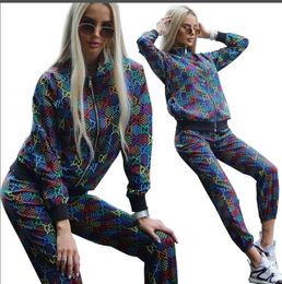 spring new Women's Tracksuits Luxury brand fashion Casual 2 Piece Set jacket + pants designer zipper printed G sports Suit