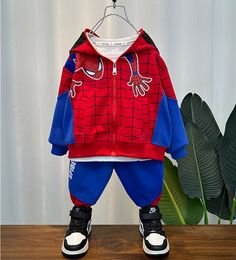 kids designer clothes boy girl Clothing Sets Anime spiders cardigan sweatshirt sweatpant set