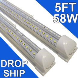 (25-Pack) 5Ft LED Shop Light Fixture, V Shape 58W 5800LM 6500K ( Daylight White),5 Foot , 60'' T8 Integrated LED Tube, Linkable Led Bulbs Garage, Warehouse, Clear Lens usastock