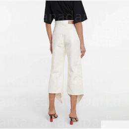 Womens Jeans Designer Embroidery Anagram Women Female Femme Spring Summer Fashion Straight Pants Casual Style Loose Trouser White Colo Dh7Hf